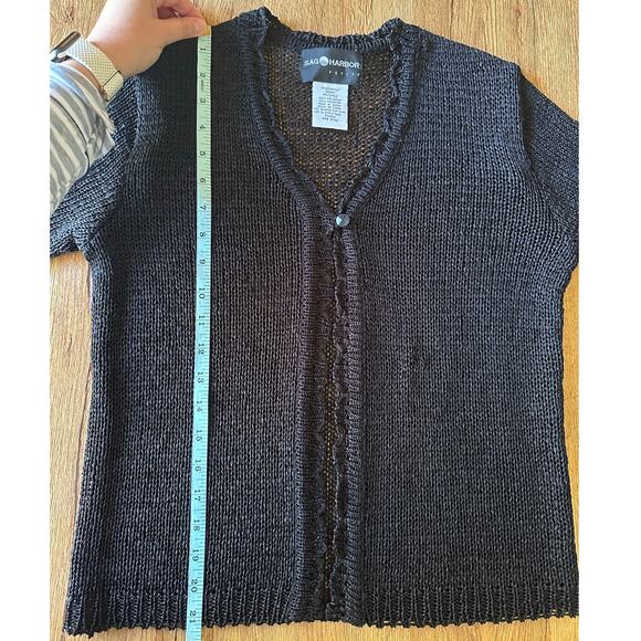 Sag Harbor Vtg Black Knitted Sweater Cardigan Size Small - Picture 5 of 6